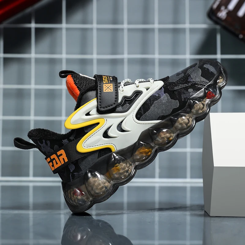 Girls Shoes Winter Plush Warm Sole Children's Sports Running Cotton Shoes Leather Surface Waterproof and Anti-skid Boy's Shoes