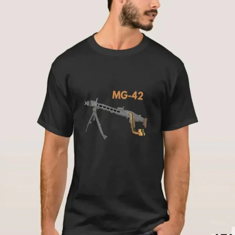 

German WW2 Machine Gun MG-42 Men T-Shirt Short Casual 100% Cotton Shirt Summer Harajuku Shirts