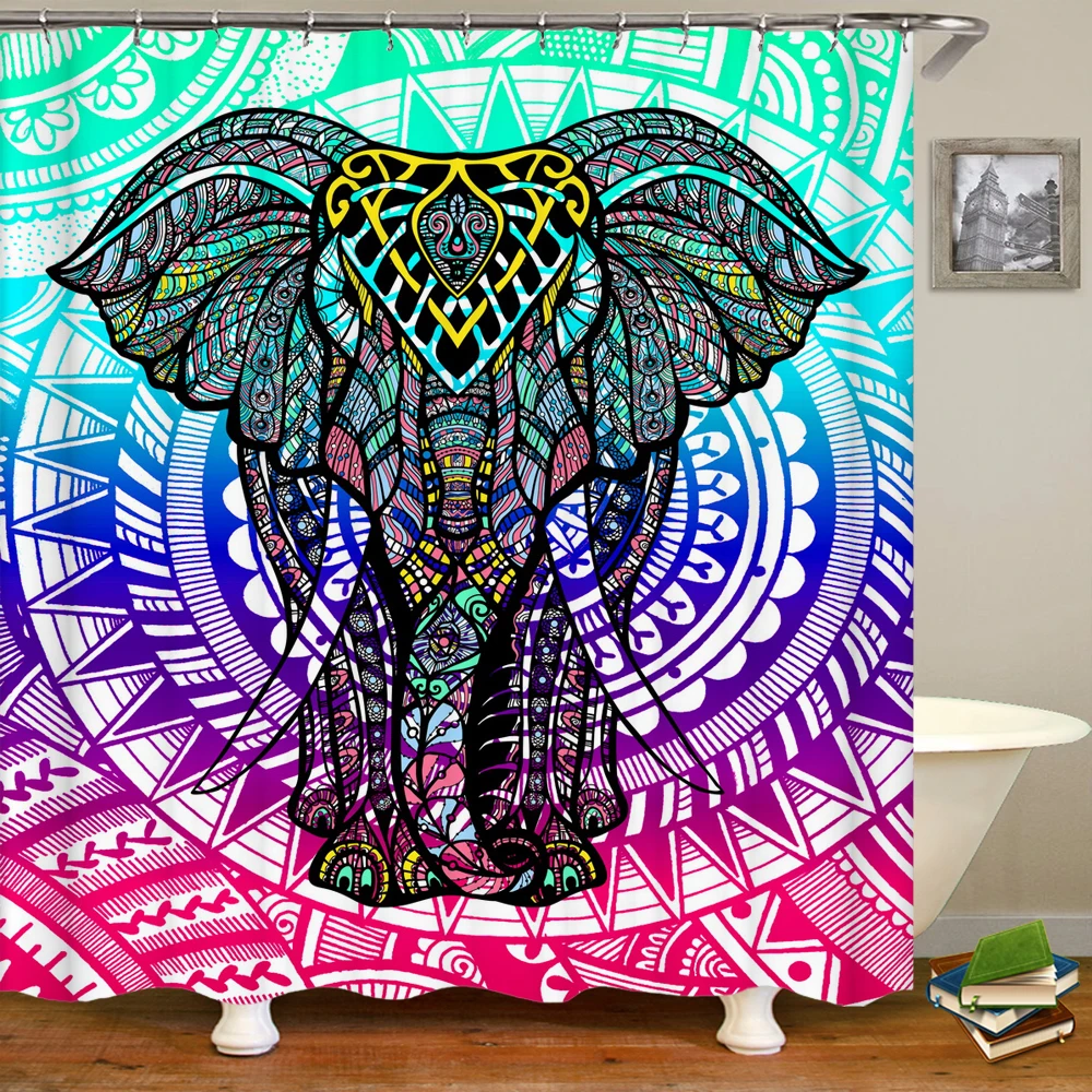

Home decor Bohemia Indian Elephant Shower Curtains Waterproof Bathroom Mandala Printed Bath Curtain 180*180cm Washable Cloth