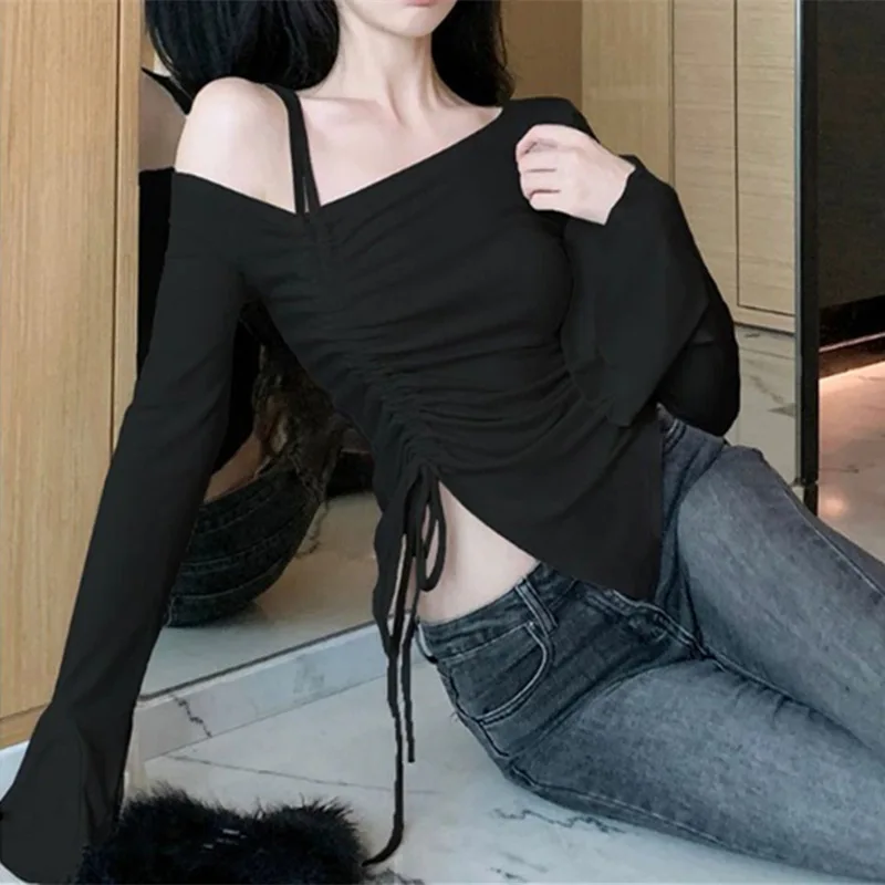 Женская футболка yeqedu черная бежевая