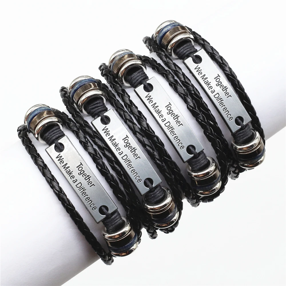 

Оптовая продажа, мужские кожаные браслеты WESTBULL, браслеты вместе с надписями, очаровательные браслеты с бусинами для женщин, мужские уличные...