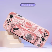 cute bunny ns oled protective case for nintendo switch oled 2022 dockable cover split design hard shell accessories pink case