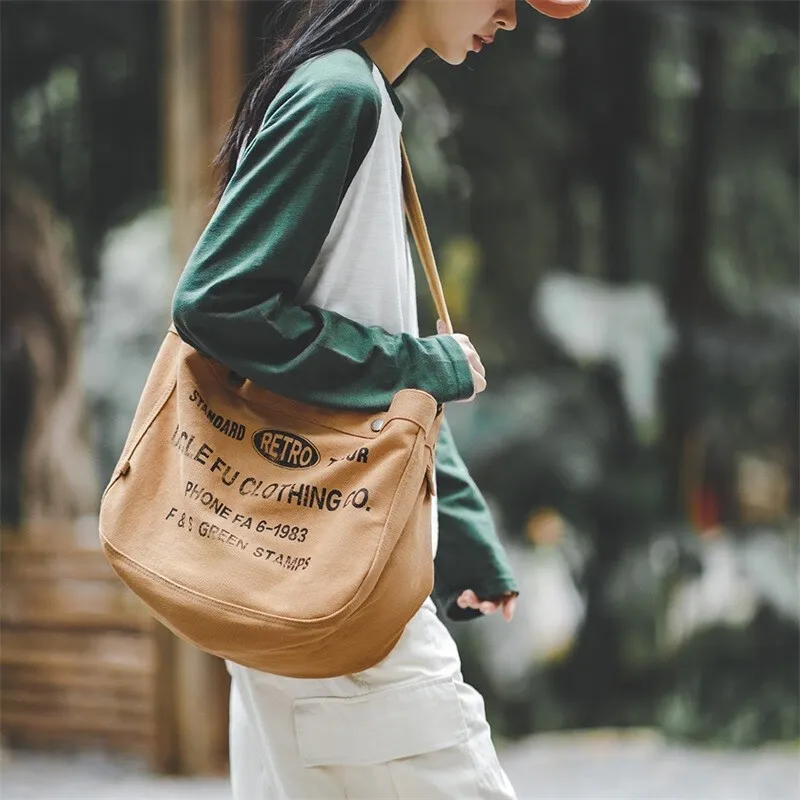 Words Print Unisex Canvas Bag For Men Retro Style Shoulder Bag For Women Casual Shopping Crossbody Phone MessagerBag