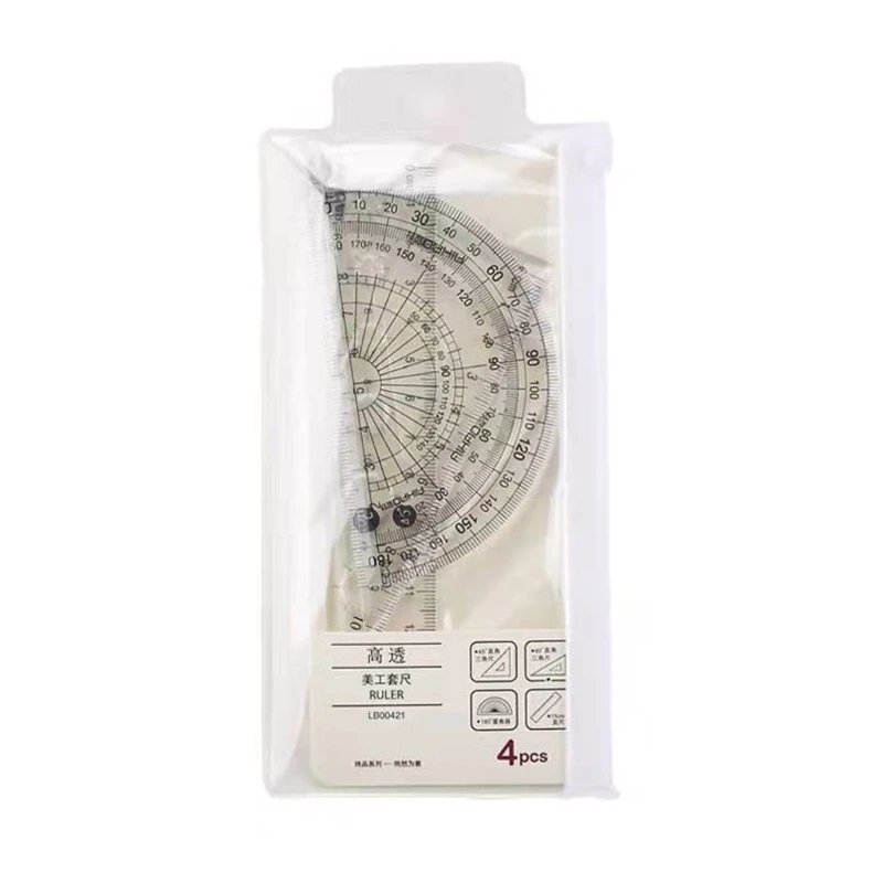 

Clear Plastic Geometry Kit-Clear Plastic Ruler Measuring Tool Math Supplies