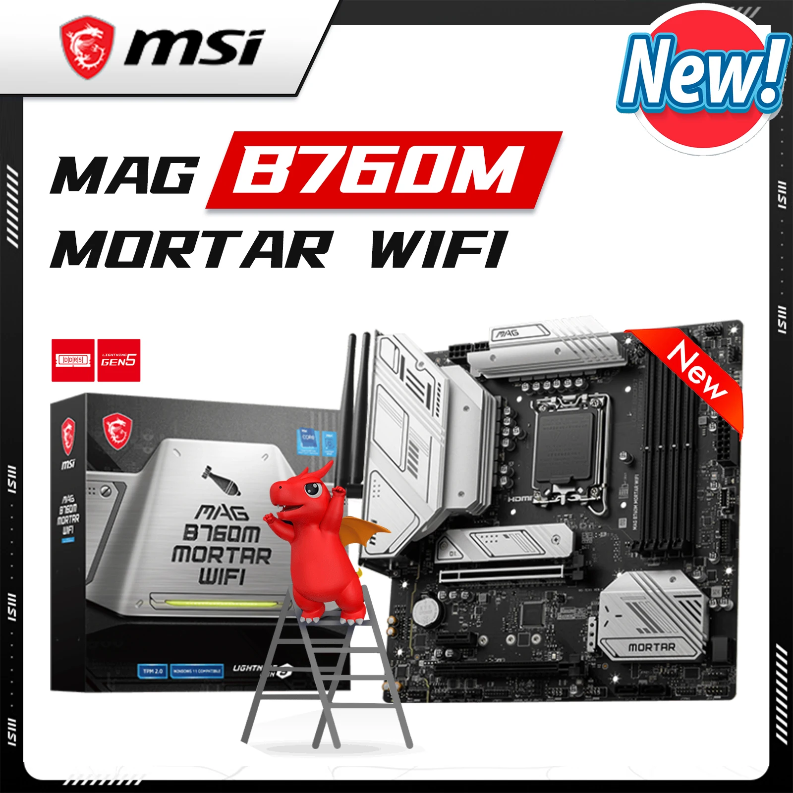 

MSI NEW ARRIVAL MAG B760M MORTAR WIFI Motherboards LGA 1700 Support DDR5 128GB Placa Mae