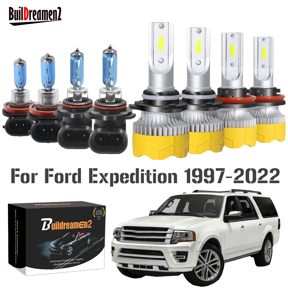 

4 X Car Front Headlight High Beam + Low Beam Replacement For Ford Expedition 1997-2022 LED Halogen Headlamp Bulb 12V Accessories