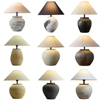 Art Deco Vinegar Jar Ceramic Fabric LED Dimmable Table Lamp.Desk Lamp.LED Dest Lamp For Bedroom Foyer