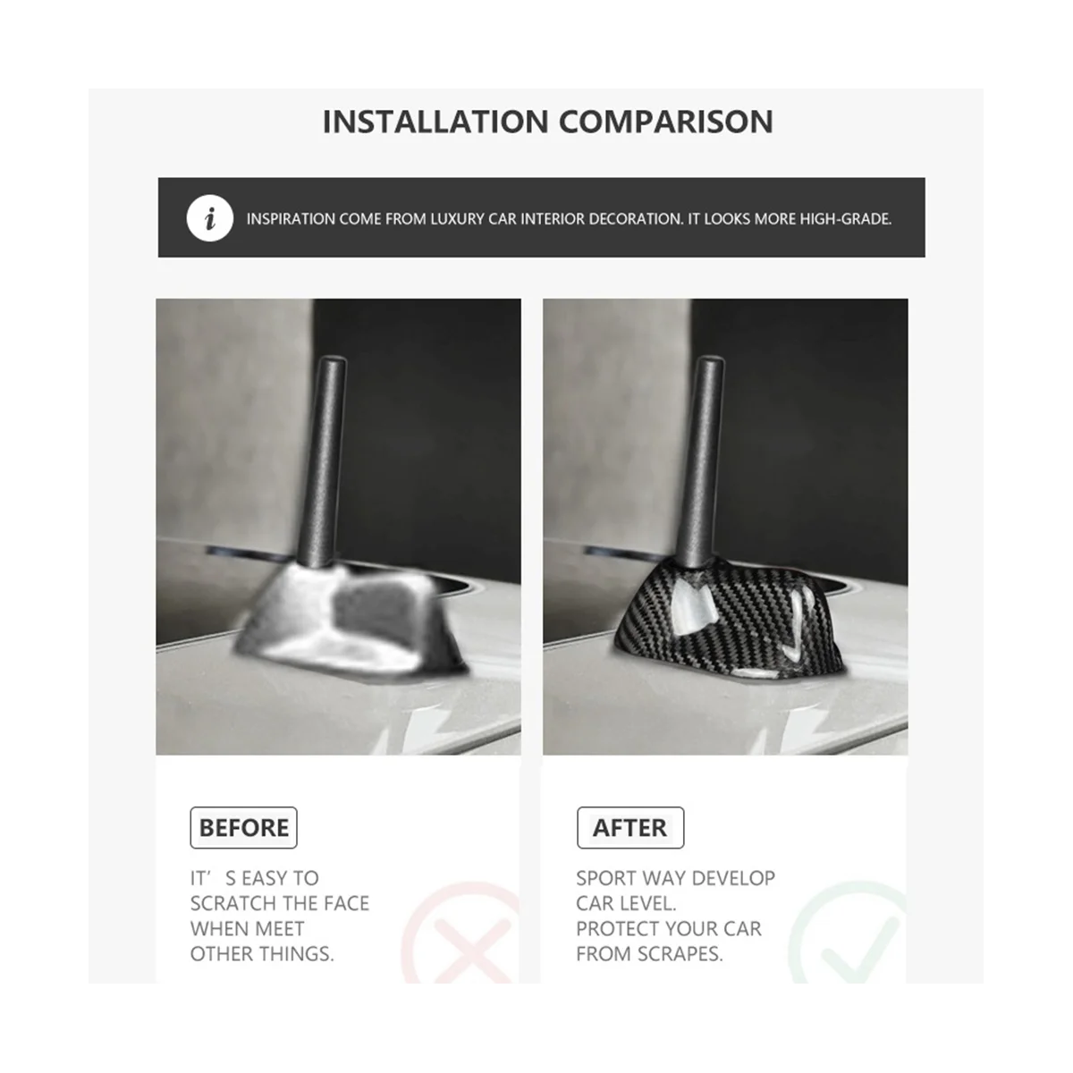 Отделка крыши антенны из настоящего углеродного волокна Акулий плавник для Mini