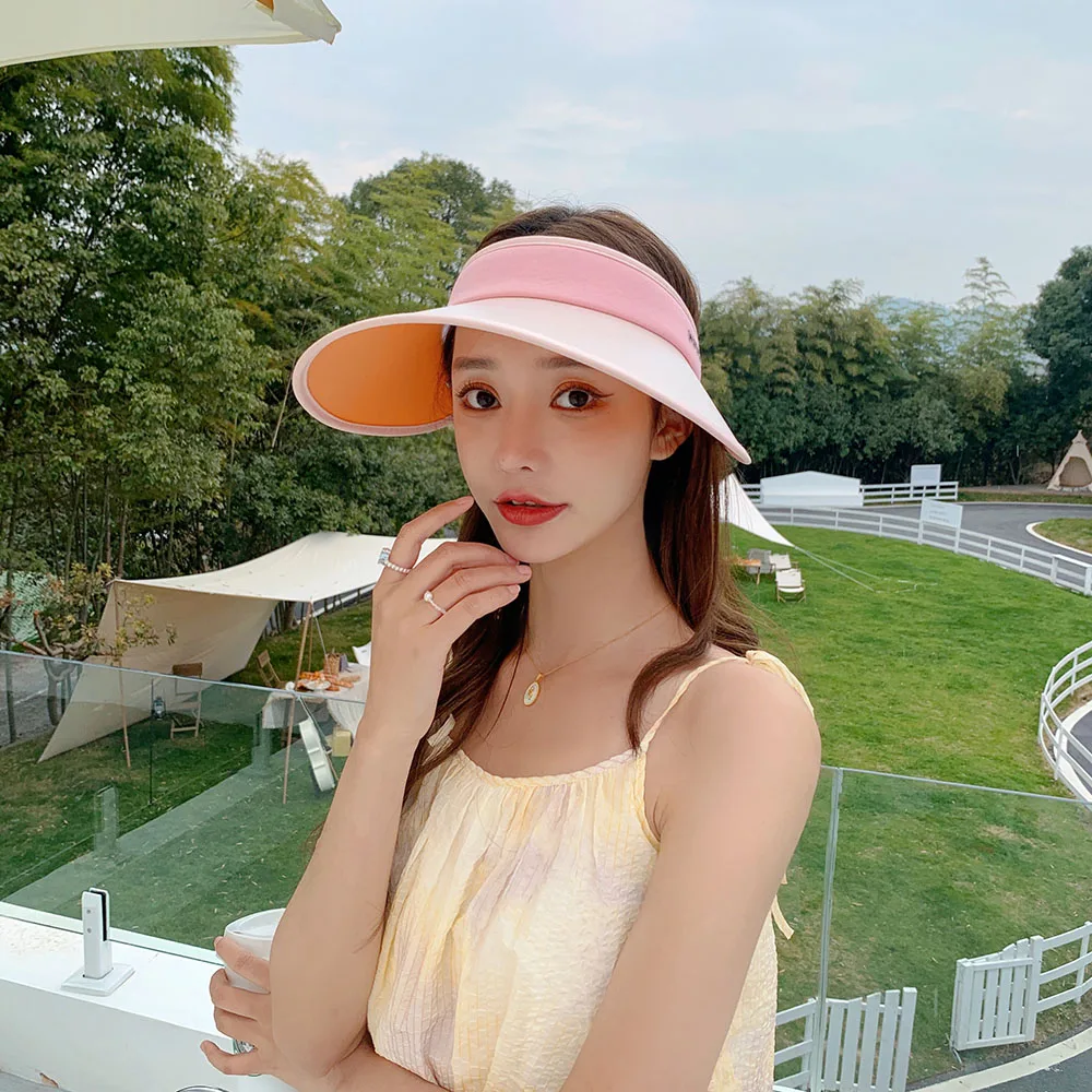 

2022 Black glue sunscreen cap Straw hat brim Empty top cap Women's hat beach hat visor cap bow hats for women beach hats women