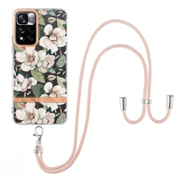 crossbody phone case for samsung galaxy a53 a73 a33 a13 a12 a21s a23 a22 a32 a52 a72 flower imd necklace lanyard strap cover