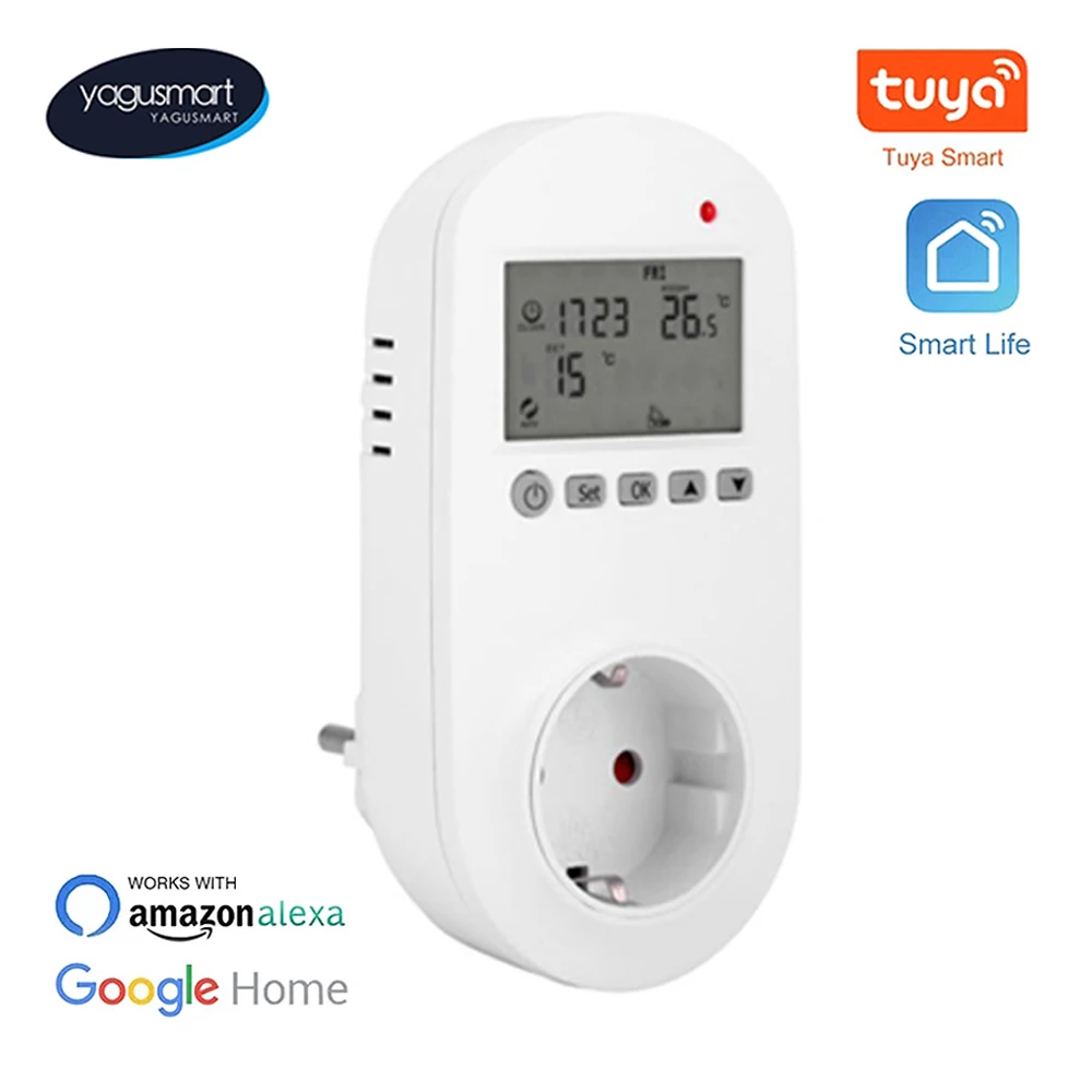 

Yagusmart Tuya WiFi Smart Socket EU Outlet 16A Plug with Thermostat Floor Heating Temperature Controller Alexa Google Home