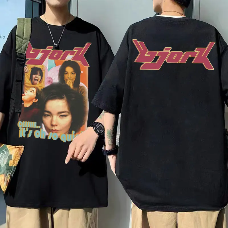 

Bjork It's Oh So Quiet Music Album Double Sided Print Tshirt Unisex Loose T-shirt Men Women Oversized Hip Hop Harajuku T Shirt