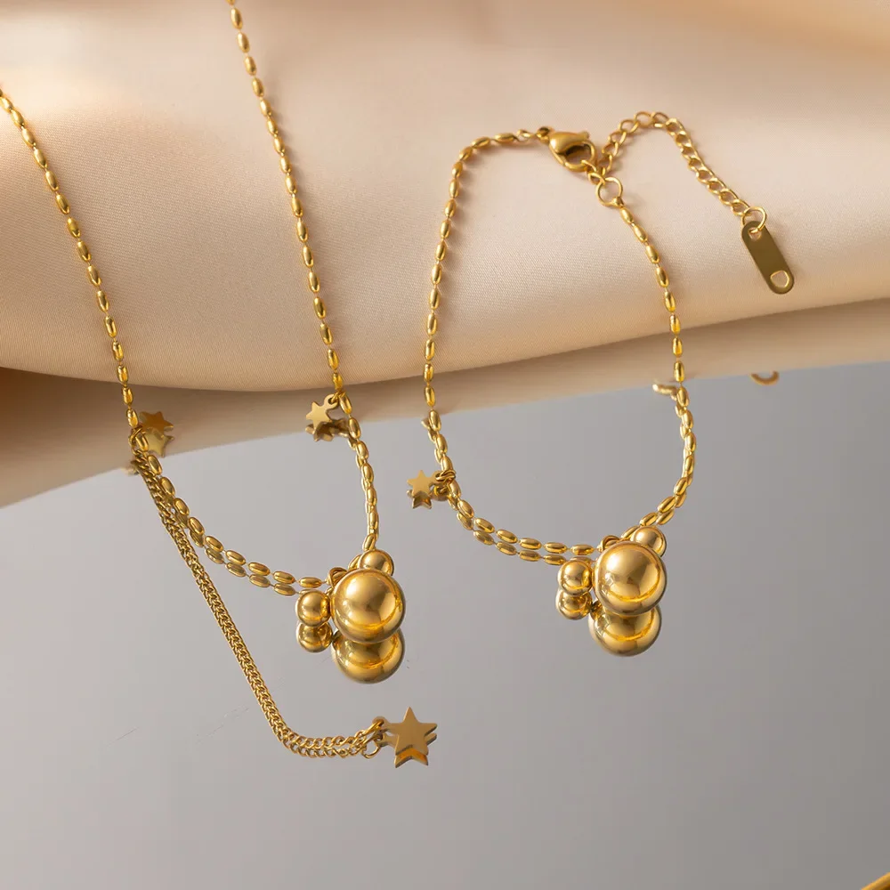 18 К позолоченная подвеска в виде головы Микки Мауса ожерелье браслеты для женщин