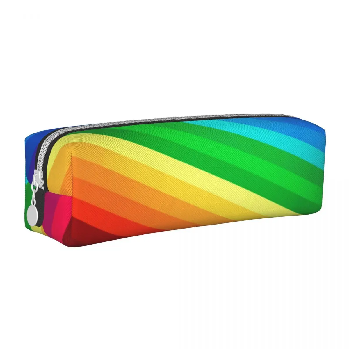 

Диагональный Радужный квадратный чехол для карандашей с полосками, милый кожаный футляр для карандашей в колледже для подростков, сумка для ручек на молнии