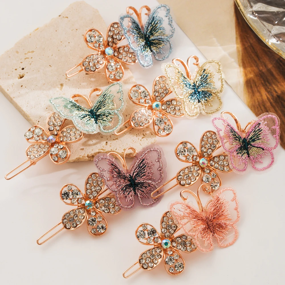 Заколка Для Волос-бабочка Со Стеклянным Искусственным Красочным Украшением