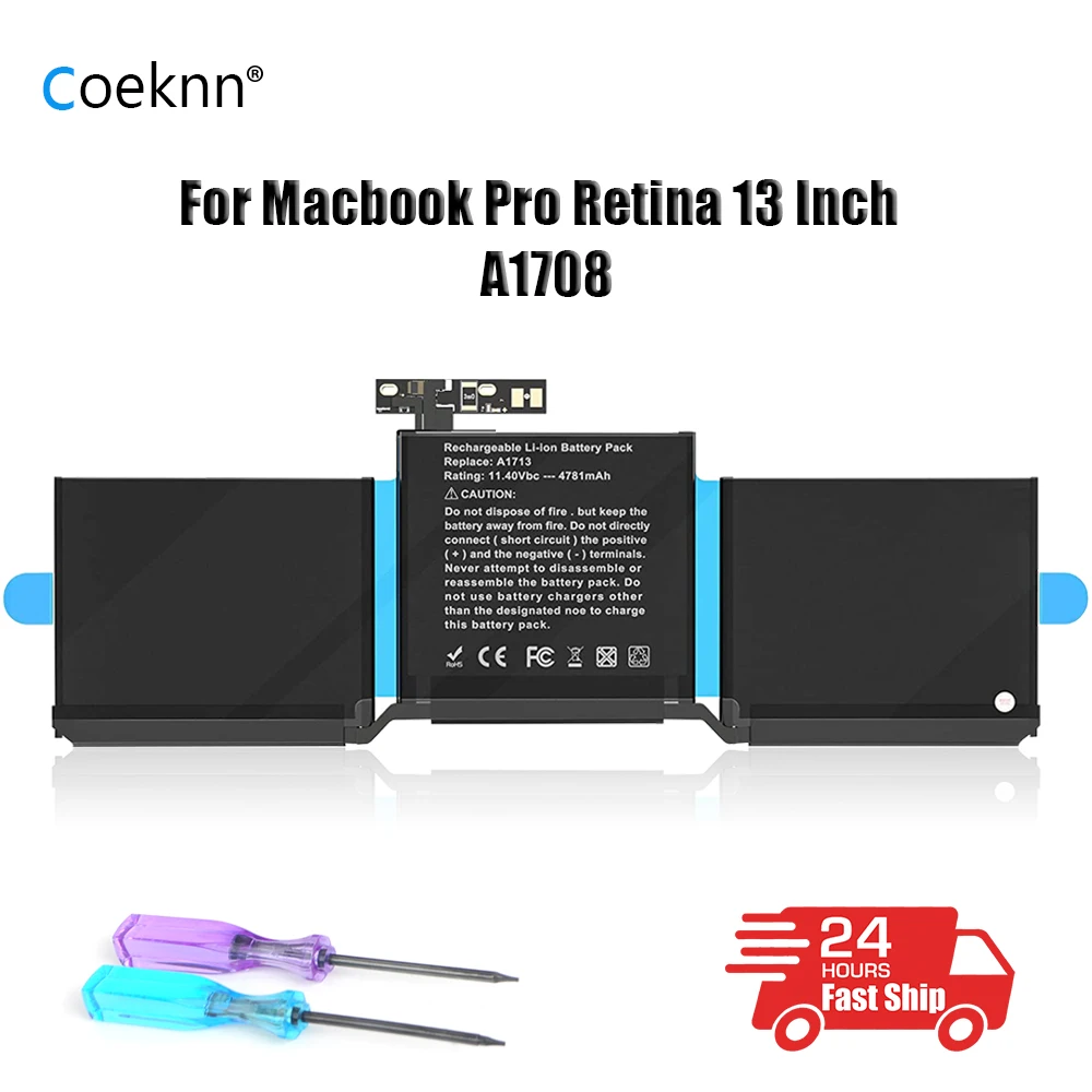 Аккумулятор Coeknn A1713 для ноутбука Apple MacBook Pro 13 дюймов A1708 позже 2016 Mid 2017 EMC 2978 3164 MLL42CH/A