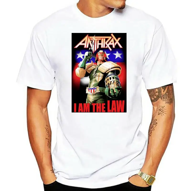 

Camiseta de Anthrax Judge Dredd I Am The Law, nueva banda de Metal pesado, camiseta festiva auténtica 100%
