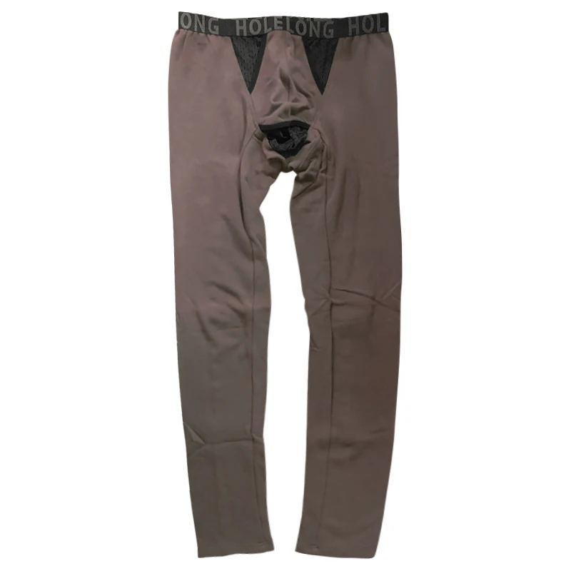 Men's Warm Pants Modal Long-Line Sexy Pants Bullet Separation Long Pants Scrotum Bag with Hole Penis Underwear Basic Legging Men