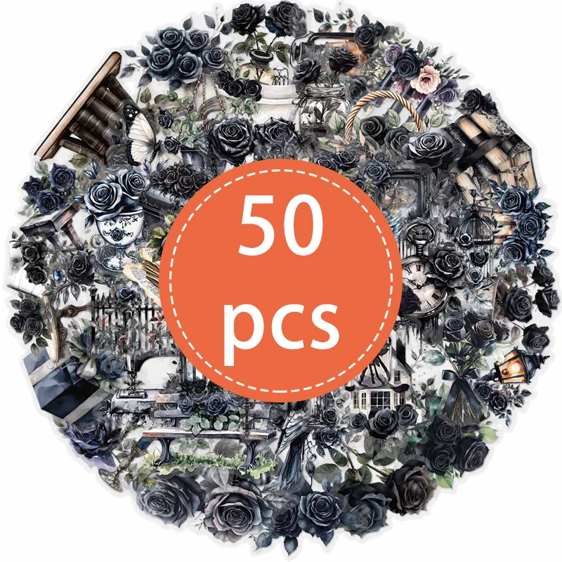 

Набор стикеров черные розы