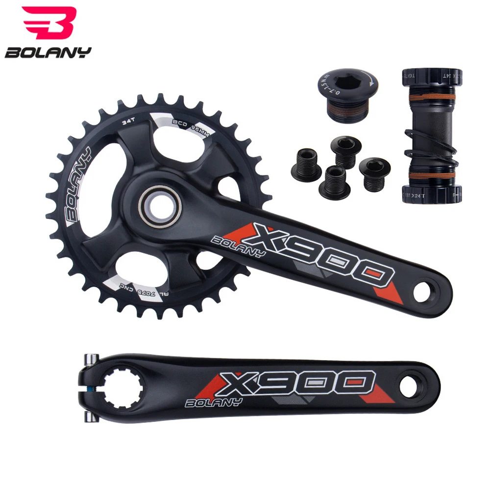 BOLANY Bicycle Crankset 34T 36T chainwheel 96BCD Aluminum Alloy With Bottom 175mm MTB Crank Black CNC Bike Parts Accessories