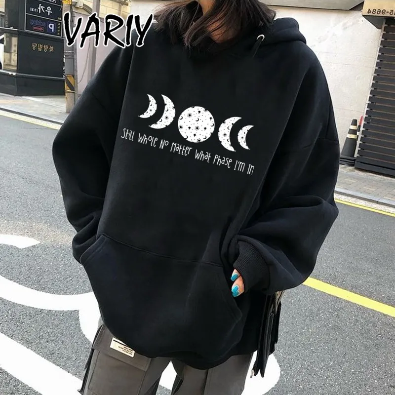 

2022 Harajuku warm Pullover Women's Anime hoodies Moon child printing casual hooded female sweatshirt Pink long sleeve hooded