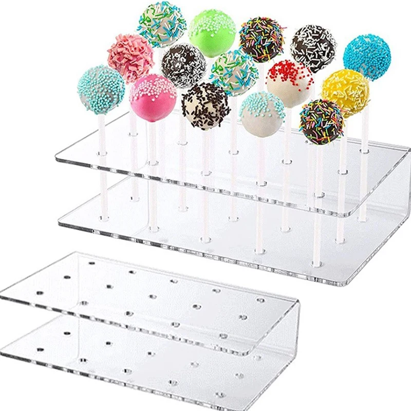 Party Decoration 15 Hole Cake Lollipop Holder Display Stand Acrylic Holder Clear Durable Candy Holder for Birthday Dessert Stand