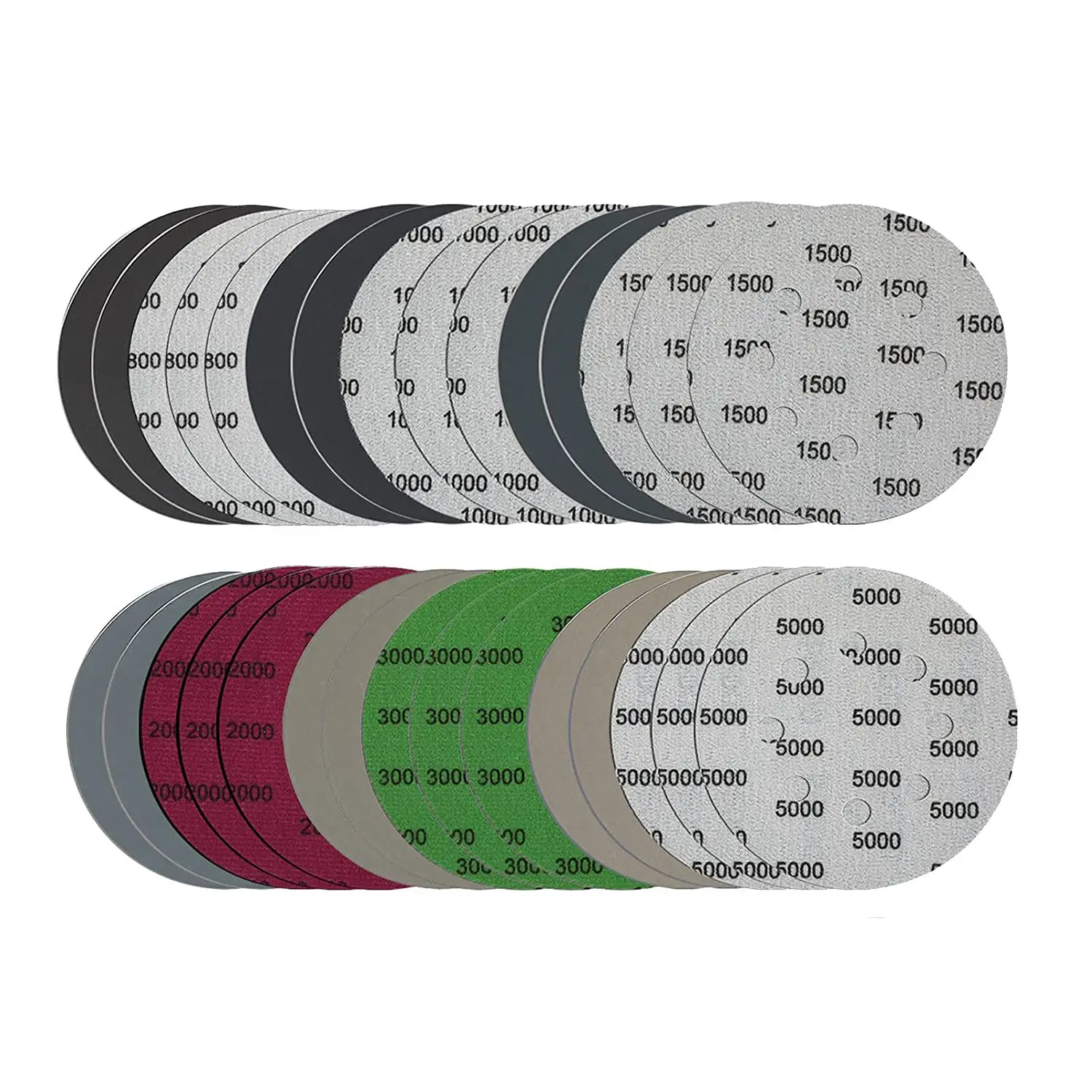 

Набор шлифовальных дисков 5 дюймов, 30 шт., наждачная бумага на липучке 5 дюймов с 8 отверстиями (800/1000/1500/2000/3000/5000)