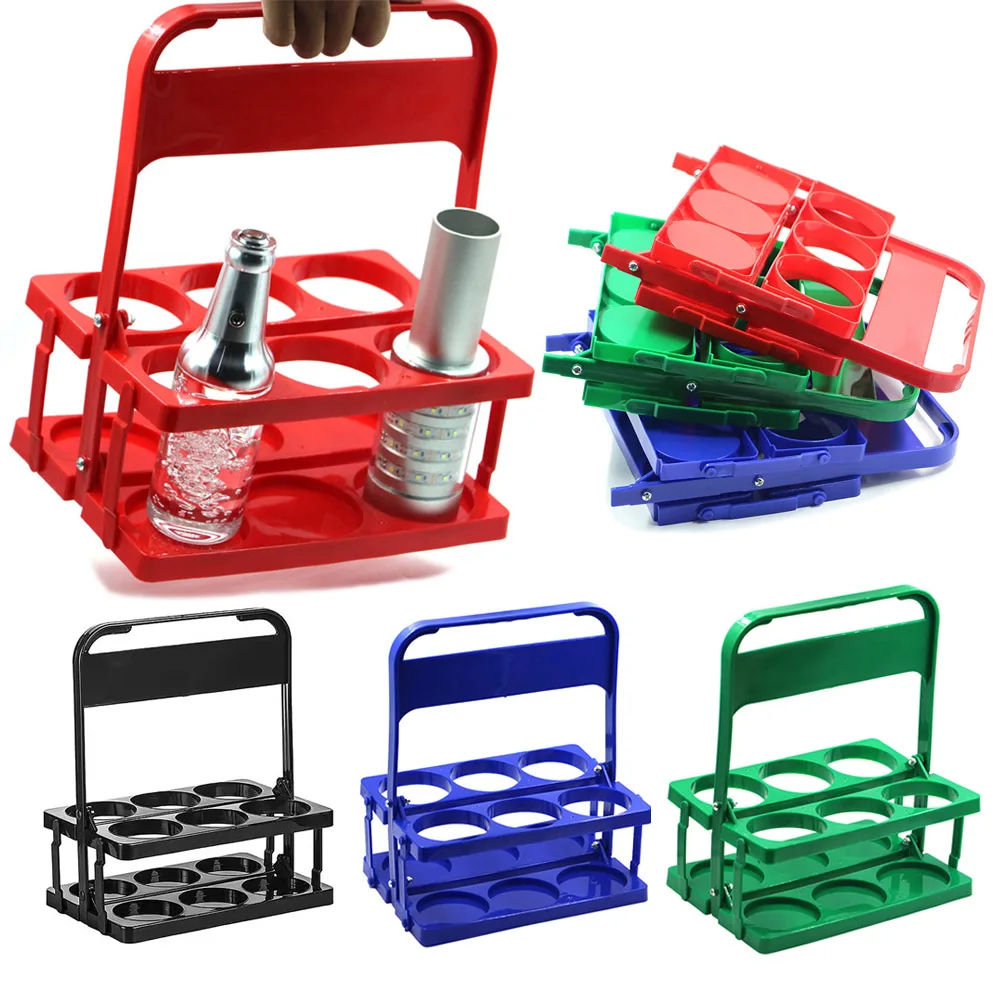 

Portable Beer Rack Outdoor Camping BBQ Barbecue Foldable Plastic Beer Basket Wine Rack Beverage Beer Carry Basket Holder