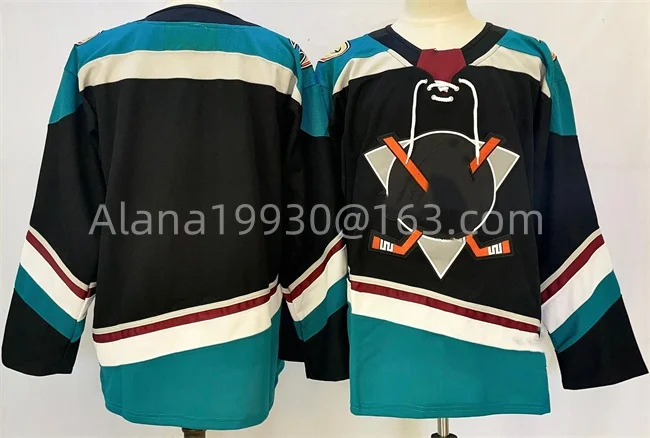 Фото Хоккейная сшитая майка на заказ, имя, номер Getzlaf Zegras Selanne Kariya, Джерси для мужчин и женщин, молодежный, черный, оранжевый №1
