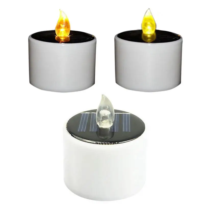

Solar Candles Flameless LED Tea Light Realistic Flickering Warm Light Yellow Light Waterproof Electric Fake Candle For Garden