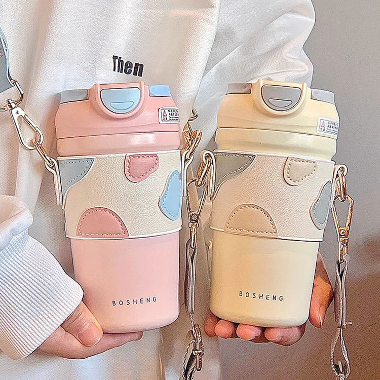 

Insulated Cup Women's High Face Value Double Drinking Cup Ins Simple Water Cup Student Portable Adult Straw Coffee Cup