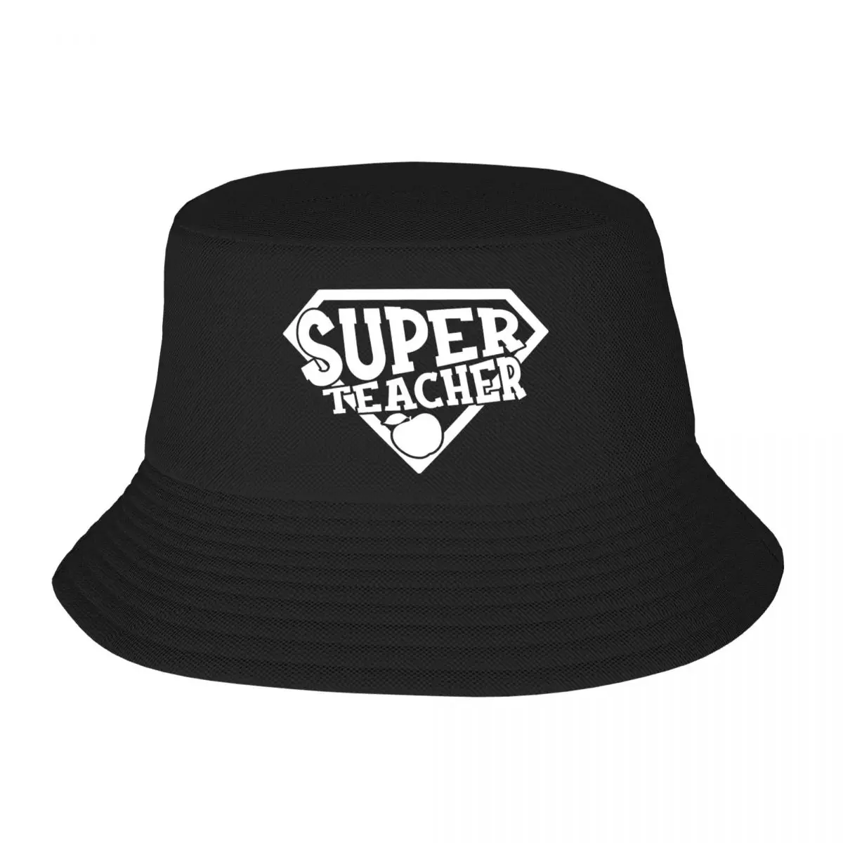 

Super Teacher Print Bucket Hat Double Side Reversible Bob Hats Cotton Foldable Unisex Fisherman Cap Travel Sunscreen