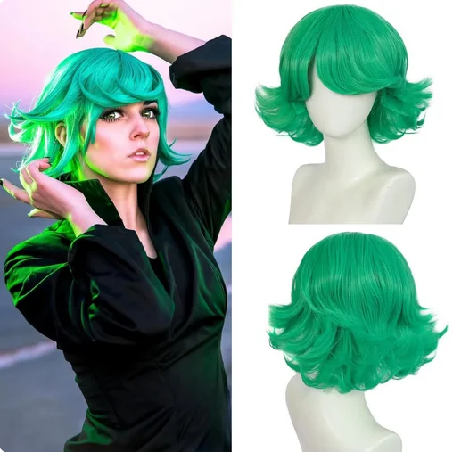 Зеленый флип-парик для девочек парик Тацумаки короткий пушистый Боб зеленый