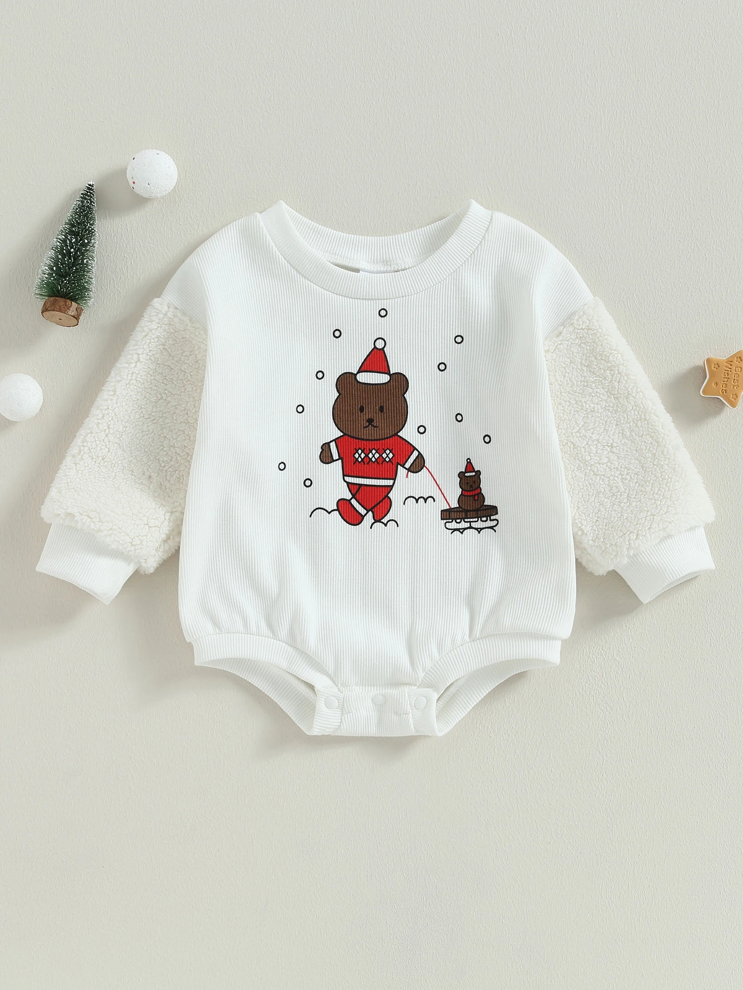 

Милый Рождественский наряд для малышей, комбинезон с длинным рукавом и принтом Санта-Клауса, зимняя одежда для маленьких мальчиков и девочек, праздничный комбинезон
