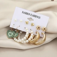 womens earrings set pearl earrings for women bohemian fashion jewelry 2022 geometric crystal heart stud earrings