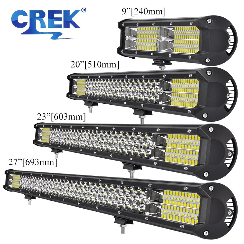 

CREK Φ Bar 12V Off Road 3 Row 9 20 23 27 дюймов 24V, Задняя панель для грузовика для автомобиля Jeep SUV 4x4 Lada Niva RV ATV, задняя панель