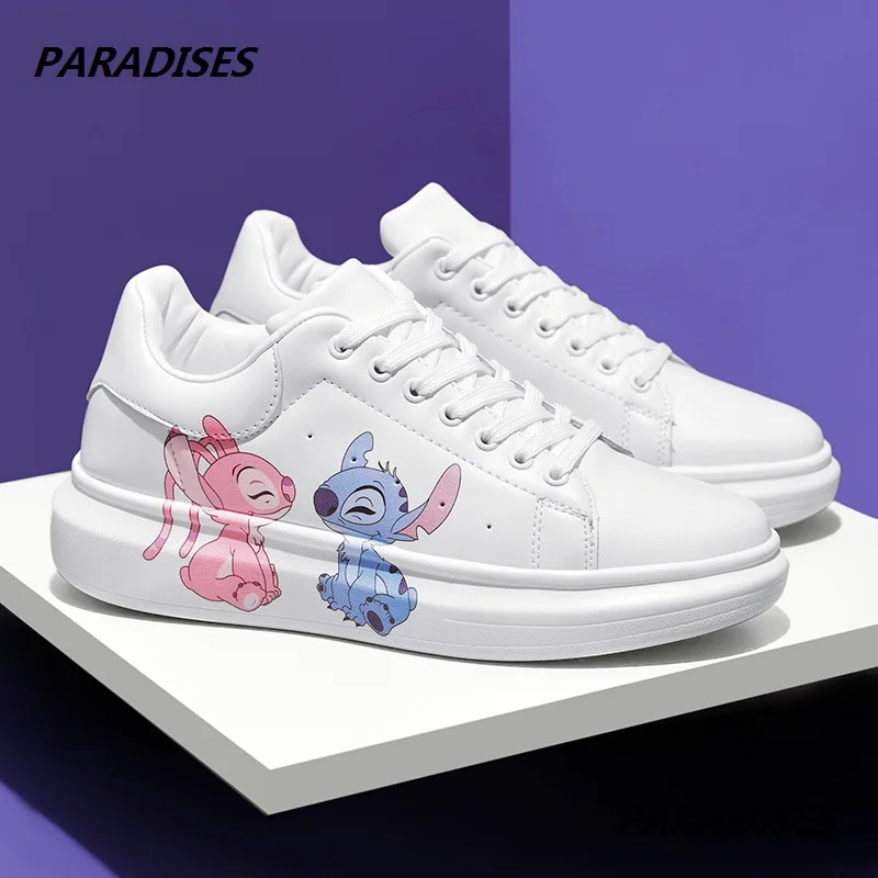 

Кроссовки женские на платформе, Вулканизированная подошва, симпатичные, повседневная обувь, плоская подошва, большой размер 43, белые