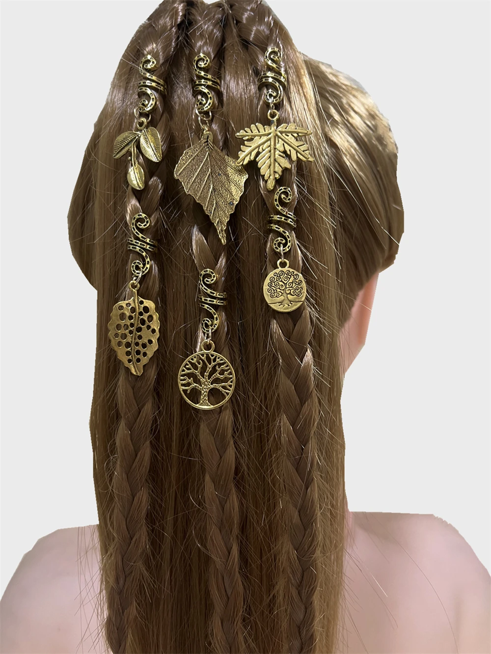 Leaf Spiral Hairpin For Women Girls Hair Clips Maple Charm Beads Vintage Retro Braids Accessories