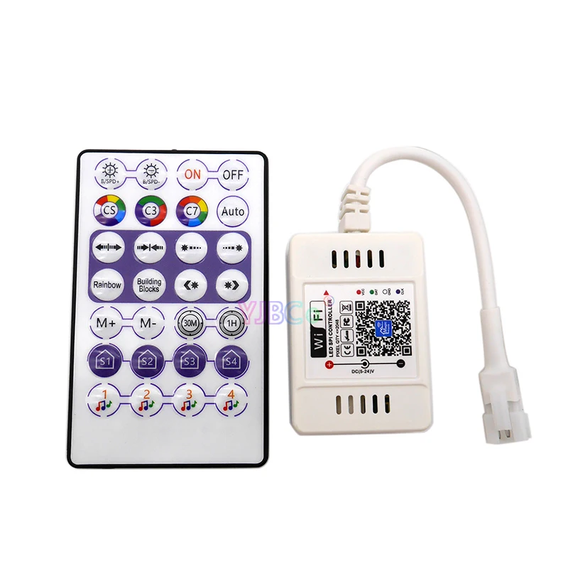 Магический контроллер Magic Home Wifi Voice LED SPI с голосовым управлением, 28 клавишами пульта, адресуемыми 2048 пикселей и диммером для лент WS2811 SK6812 WS2812B, DC5-24В.