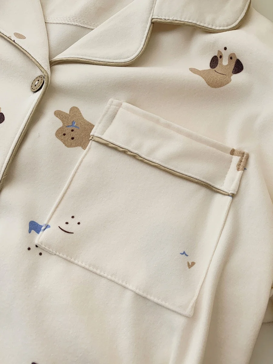 Японская мода милый домашний щенок осенне-зимняя бархатная пижама с героями