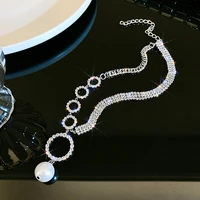 fashion temperament shiny clavicle chain female european and american chain around the neck round small pendant prom accessories