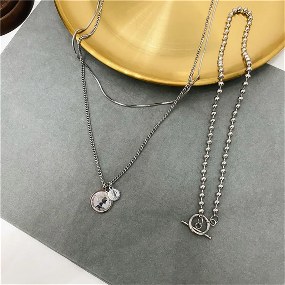Модное Многоуровневое ожерелье с подвеской из серебряных бусин для женщин 2021