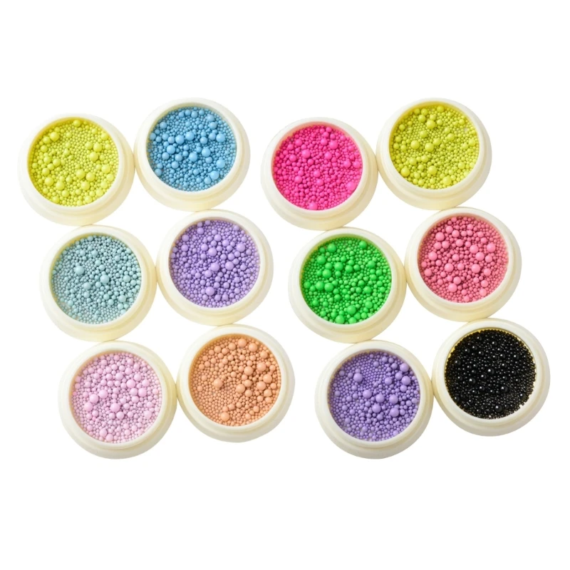 

6 Bottles Metal Steel Balls Studs Mini Nails Caviar Beads Macaron Art Beads for DIY Art Decorations