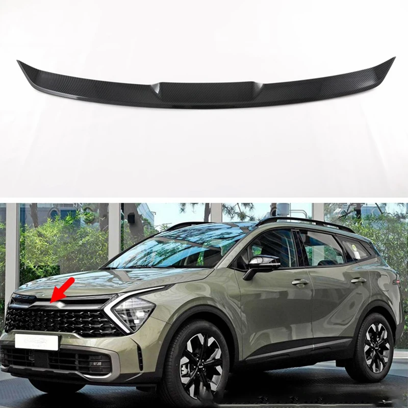 

Car Front Grille Carbon Fiber Trim Strip Modification Patch For Kia Sportage NQ5 2022 2023 ABS Styling Modification Accessories