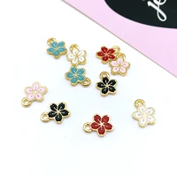 30pcs 119mm fashion diy enamel sakura flower charms for bracelet handmade metal alloy cherry pendants dangle jewelry making