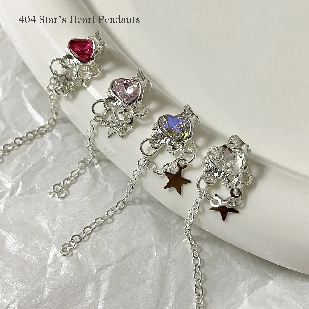 -Модные подвески для ногтей в форме сердца звезды из сплава бриллиантов длинные