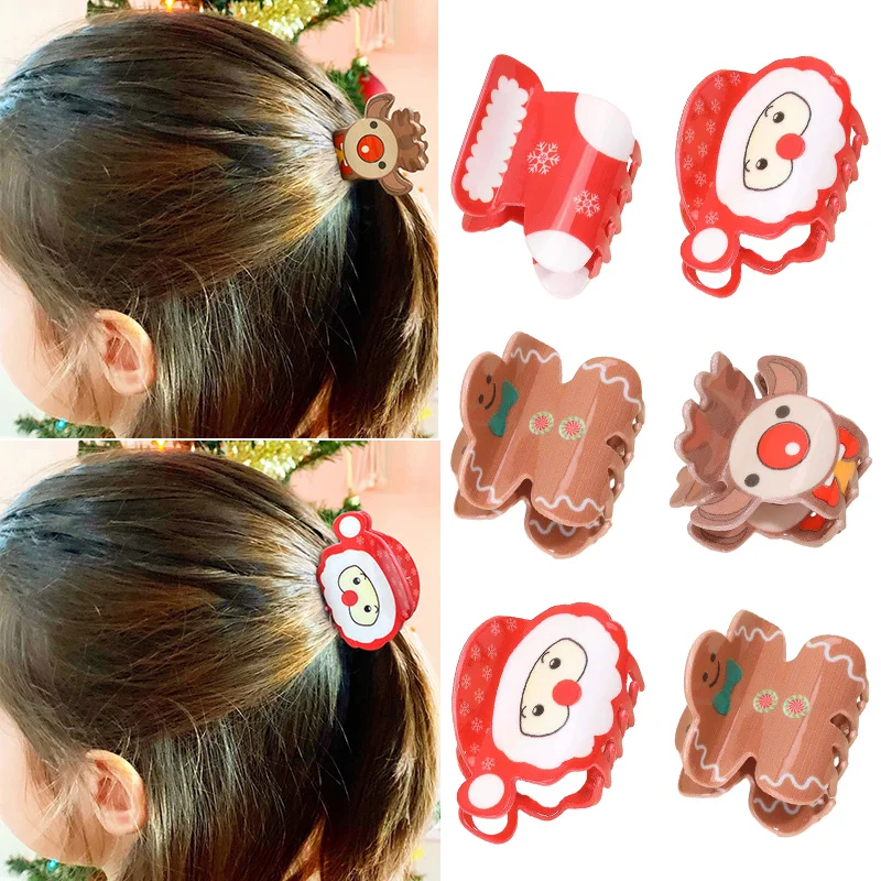 

Oaoleer Christmas Hair Claw Clips For Women Girls Cartoon Sock Santa Claus Crab Clip Lady Ponytail Holder Hair Accessories Gift