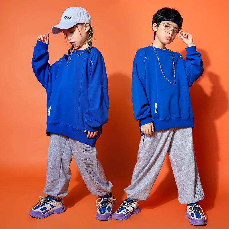 

Kid Kpop Hip Hop Clothing Sweatshirt Top Vest Streetwear Sport Baggy Jogger Sweat Pants for Girl Boy Jazz Dance Costume Clothes