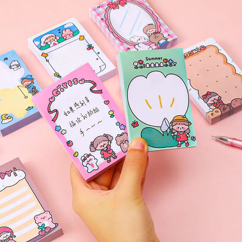 

80 Sheets Sticky Notes Cartoon cute Ins memo notes Notebook Student Notes n Times convenient Note pad 8 styles