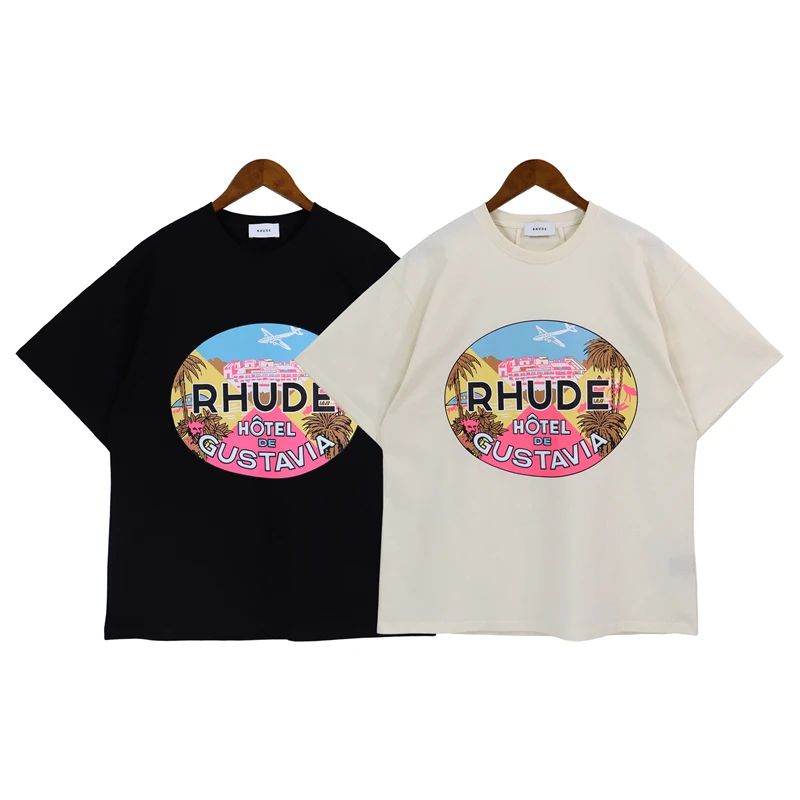 

Best Quality Rhude T-shirt Men Woman Cartoon Letter T Shirt Oversized Loose Top Tees